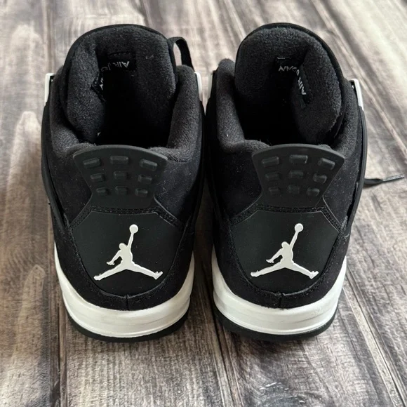 Nike Air Jordan 4 Retro White Thunder/Black Suede Sneakers 4.5 Y - Picture 8 of 10
